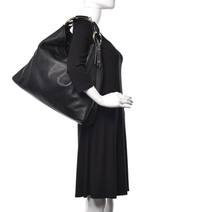Gucci Calfskin Large Horsebit Chain Hobo Black 2 of 13