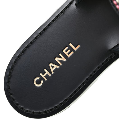 Chanel Calfskin Embroidered CC Sandal Mule 39 Black 6 of 7