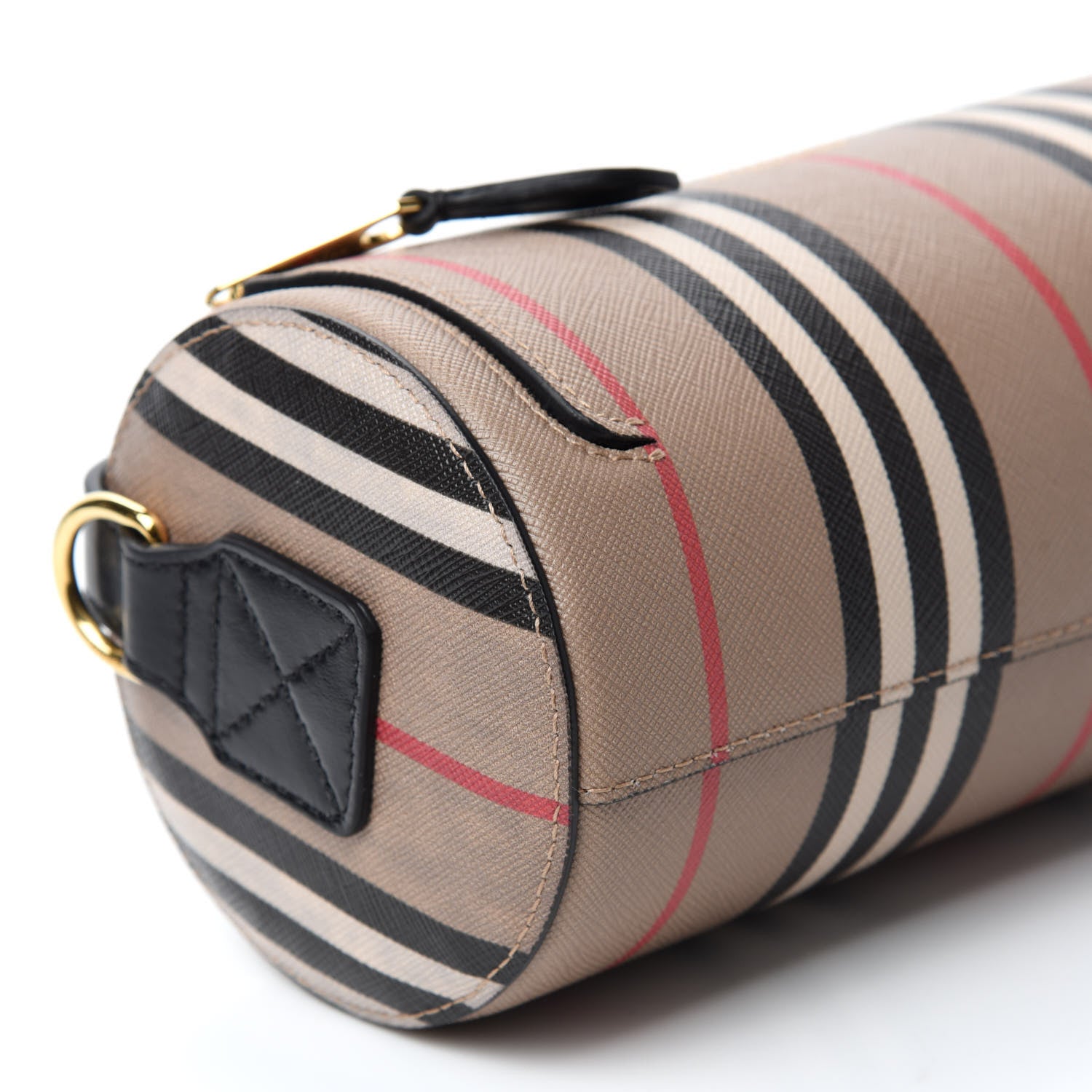 Burberry E-Canvas Calfskin Stripe Icon Barrel Bag Archive Beige 6 of 11