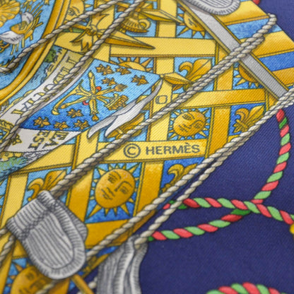 Hermes Silk Les Tambours Scarf 90 Bleu 6 of 7
