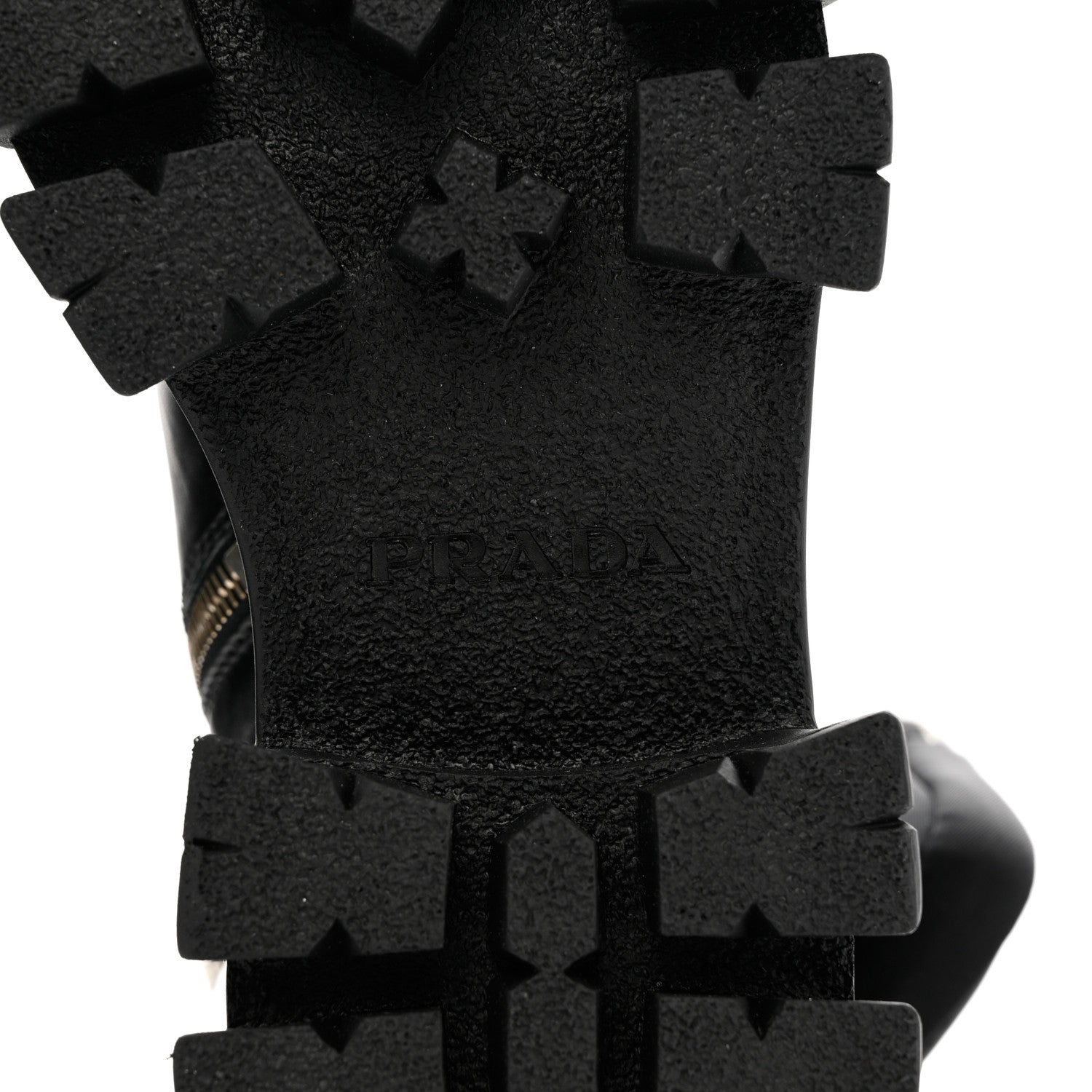 Prada Vitello Lux Nylon Metal Triangle Logo Monolith Pouch Pocket 55mm Tall Combat Boots 36 Black 6 of 11