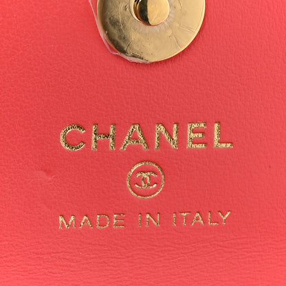 Chanel Shiny Lambskin Quilted Card Holder On Chain Pink 6 of 11