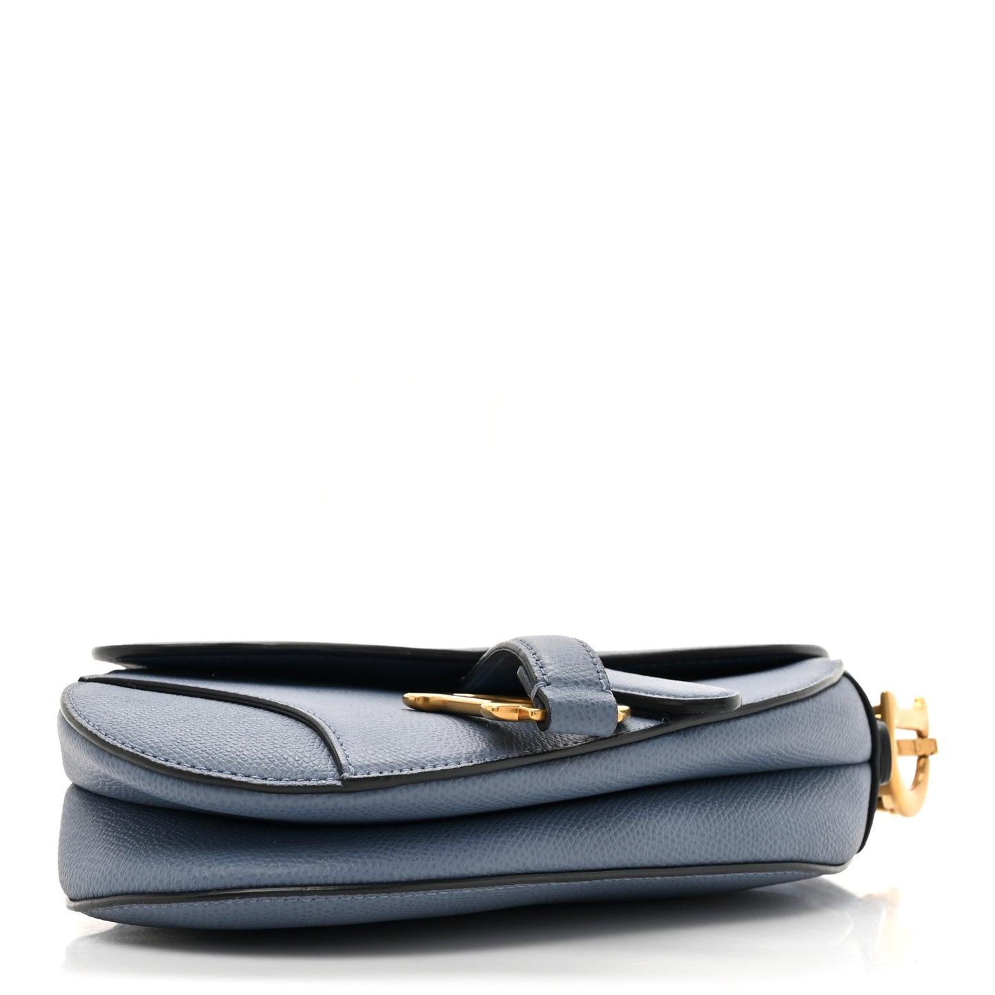 Grained Calfskin Mini Saddle Bag Sky Blue