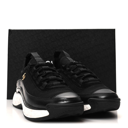 Chanel Velvet Calfskin Mixed Fibers CC Sneakers 38 Black 9 of 9