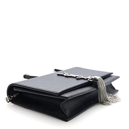 Saint Laurent Grain De Poudre Classic Monogram Kate Tassel Chain Wallet Black 4 of 9