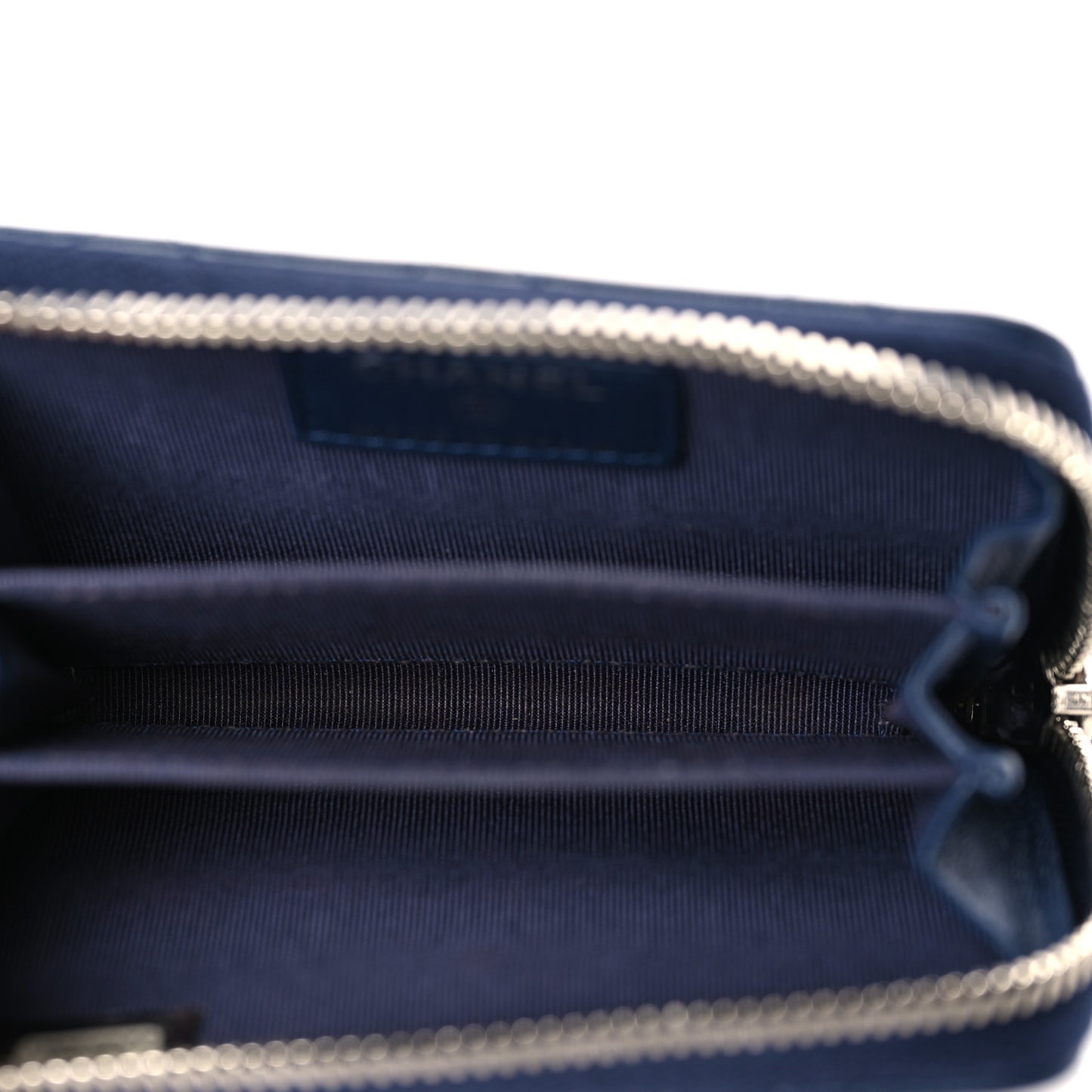 Lambskin Quilted Zip Coin Purse Dark Blue