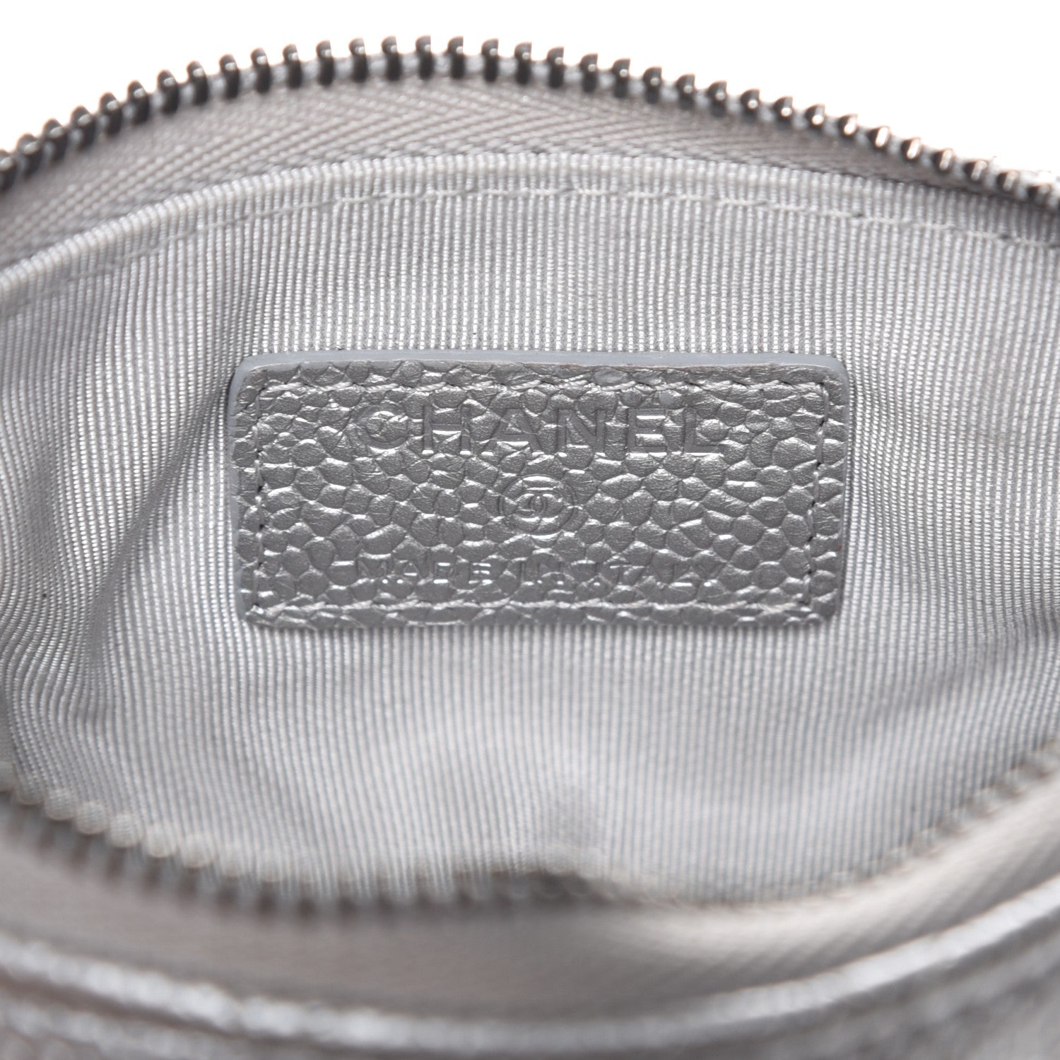 Chanel Metallic Caviar Quilted Small Cosmetic Case Silver 6 of 7