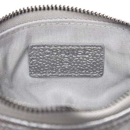 Chanel Metallic Caviar Quilted Small Cosmetic Case Silver 6 of 7