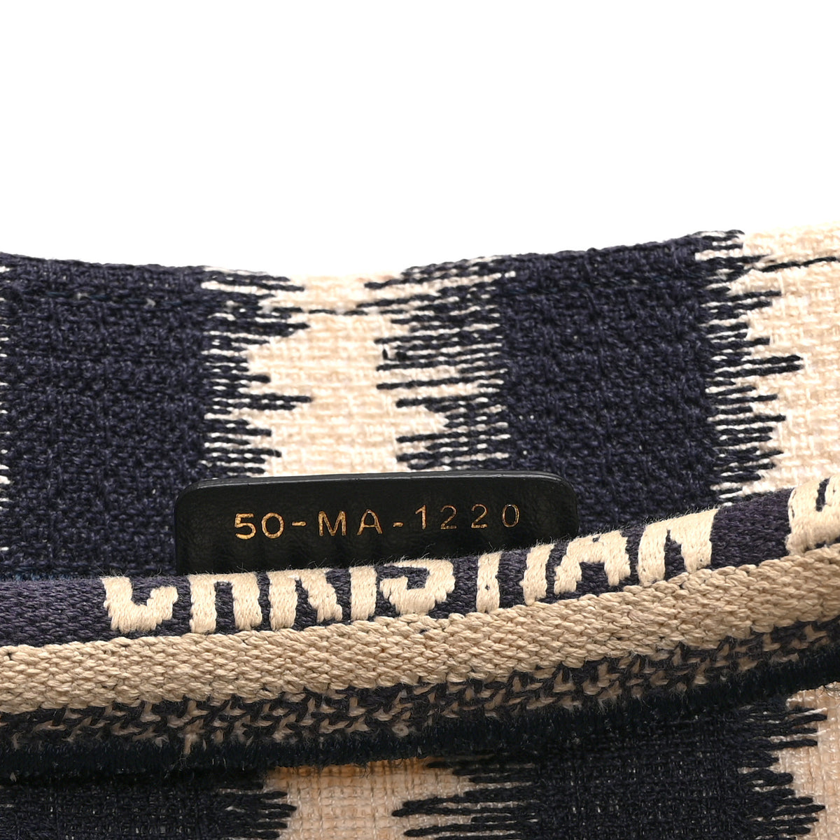 Canvas Embroidered Medium Striped Book Tote Navy