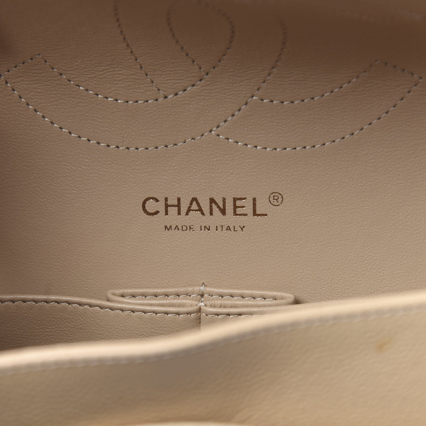 Caviar Quilted Jumbo Double Flap Beige