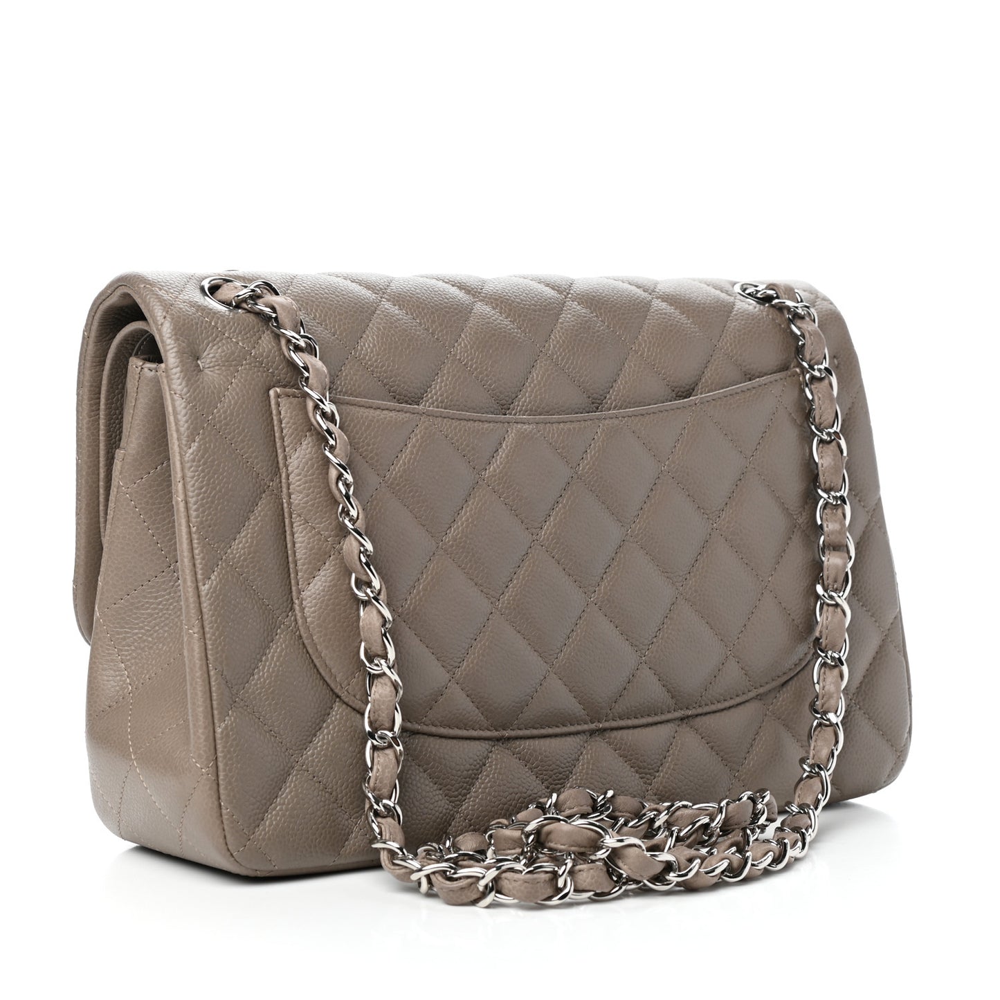 Caviar Quilted Jumbo Double Flap Taupe