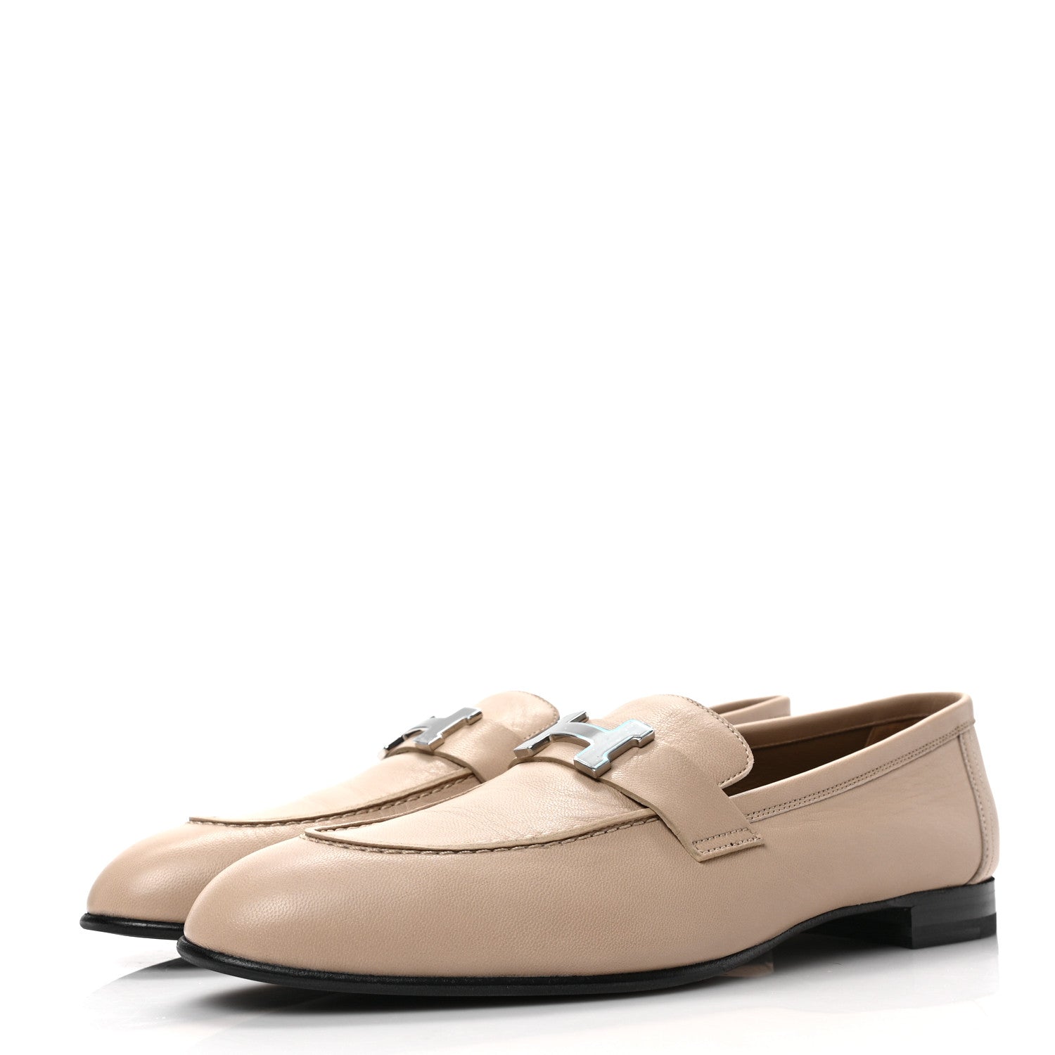 Hermes Goatskin Womens Paris Loafers 41 Blanc Gomme 3 of 8