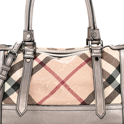Burberry PVC Nova Check Embossed Convertible Satchel Pewter 9 of 9