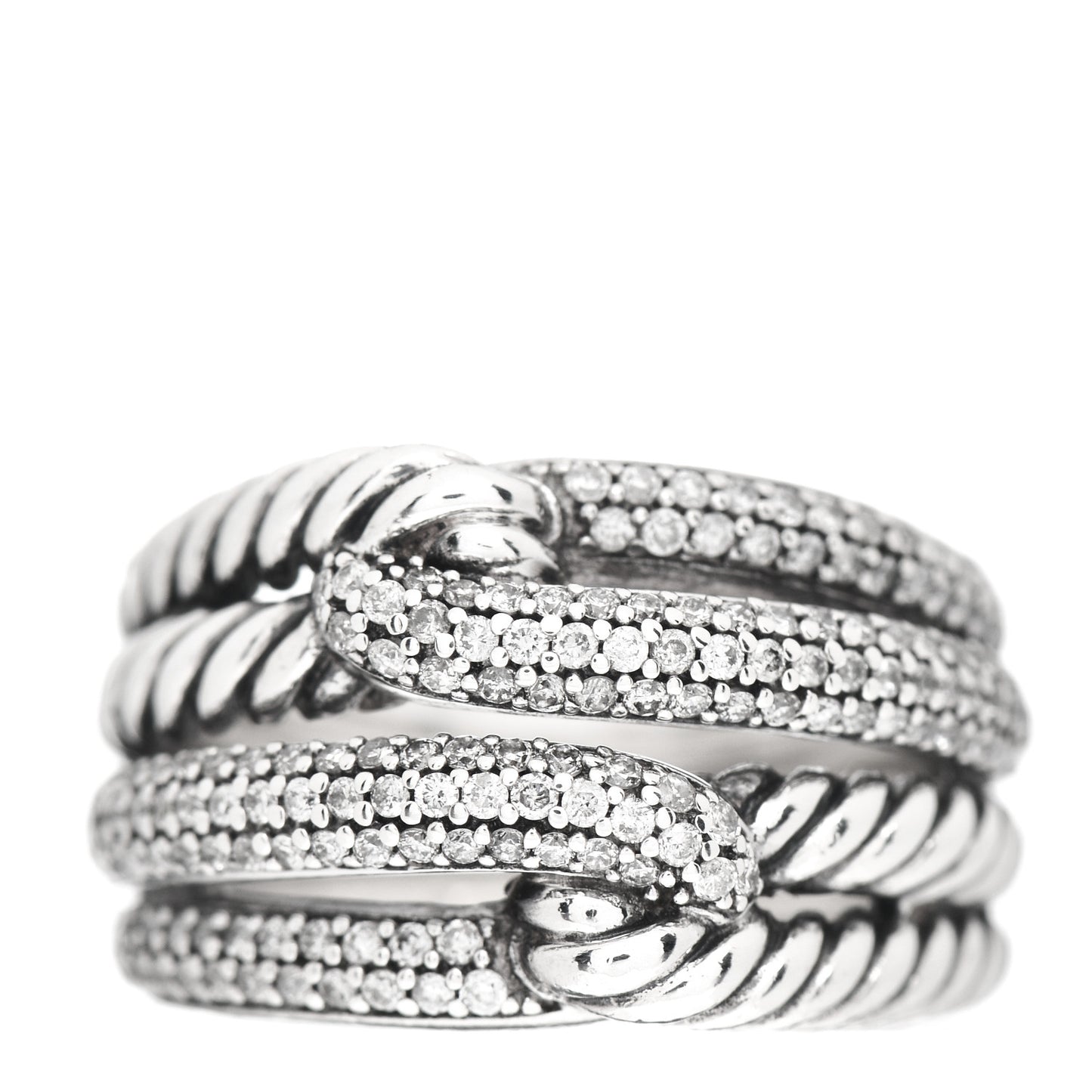 Sterling Silver Diamond 13mm Labyrinth Double Loop Ring 50 5.25