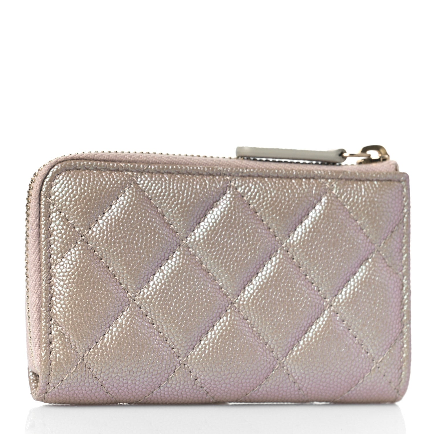 Chanel Iridescent Caviar Quilted Zipped Key Holder Case Beige 3 of 9