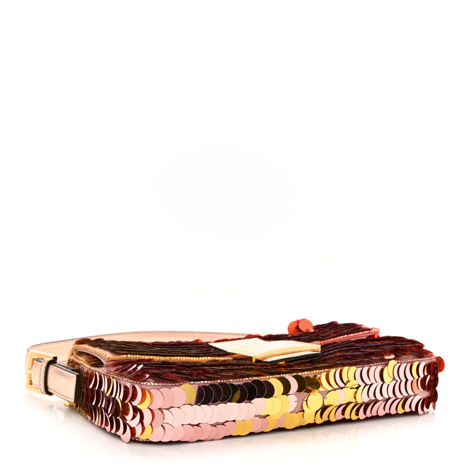 Fendi Sequin Paillettes Vitello Laminato Striped Baguette 1997 Multicolor 4 of 10
