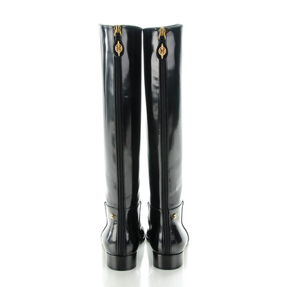 Chanel Glazed Calfskin Knee High Boots 38.5 Black 4 of 10