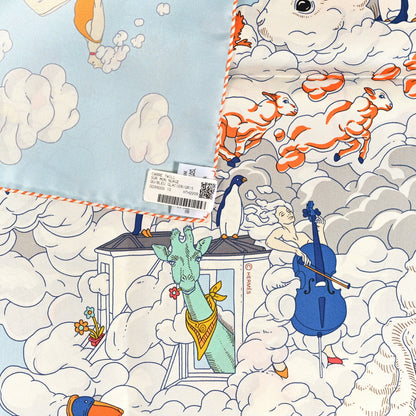Hermes Silk Sur Mon Nuage Scarf 90 Bleu Glacier Gris Perle Multicolor 3 of 4