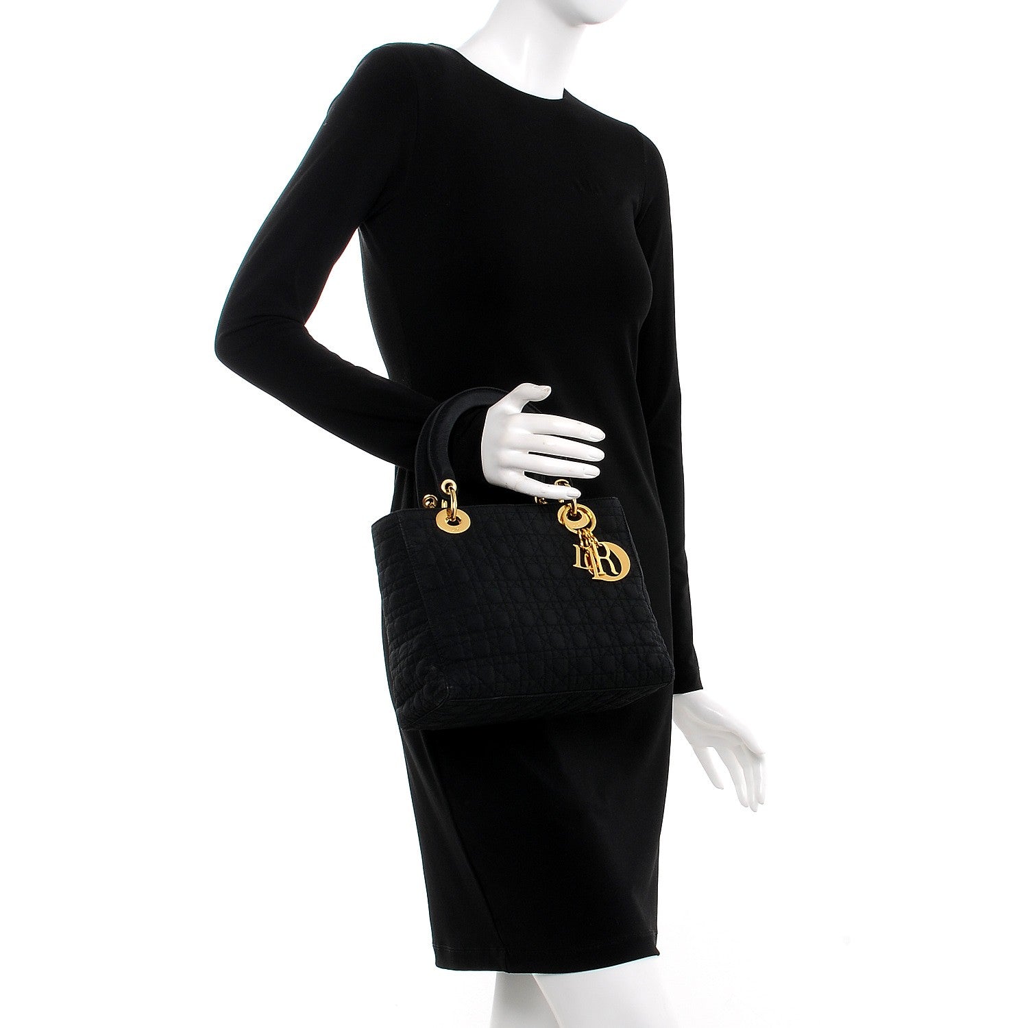 Christian Dior Nylon Cannage Medium Lady Dior Black 2 of 12