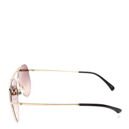 Chanel Aviator Metallic Pilot Sunglasses 4231 Gold 3 of 4