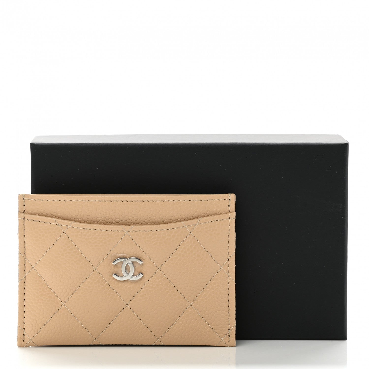 Chanel Caviar Quilted Card Holder Beige 8 of 8