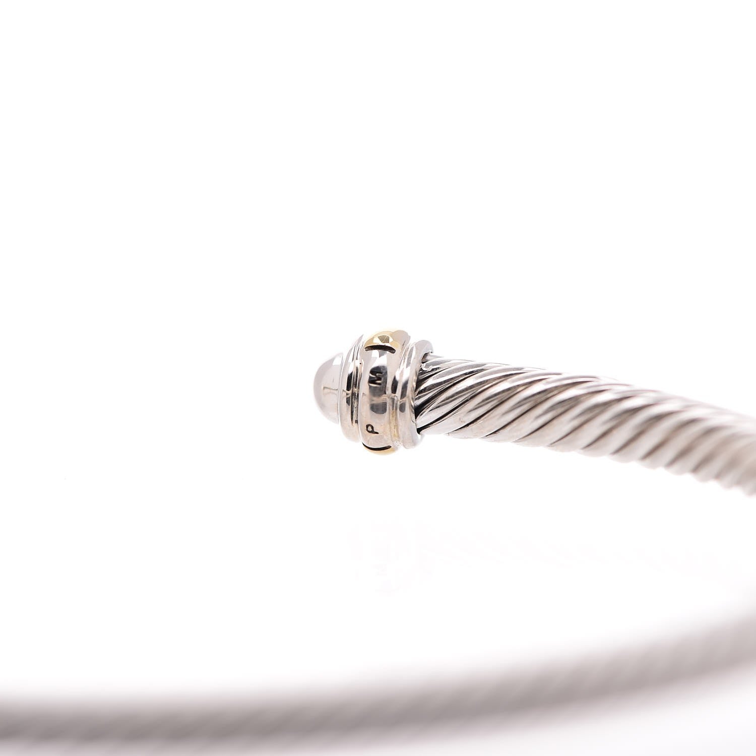 David Yurman Sterling Silver 18K Yellow Gold 4mm Cable Classics Bracelet 4 of 5