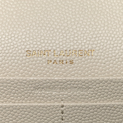 Saint Laurent Grain De Poudre Matelasse Chevron Monogram Chain Wallet Crema Soft 6 of 12