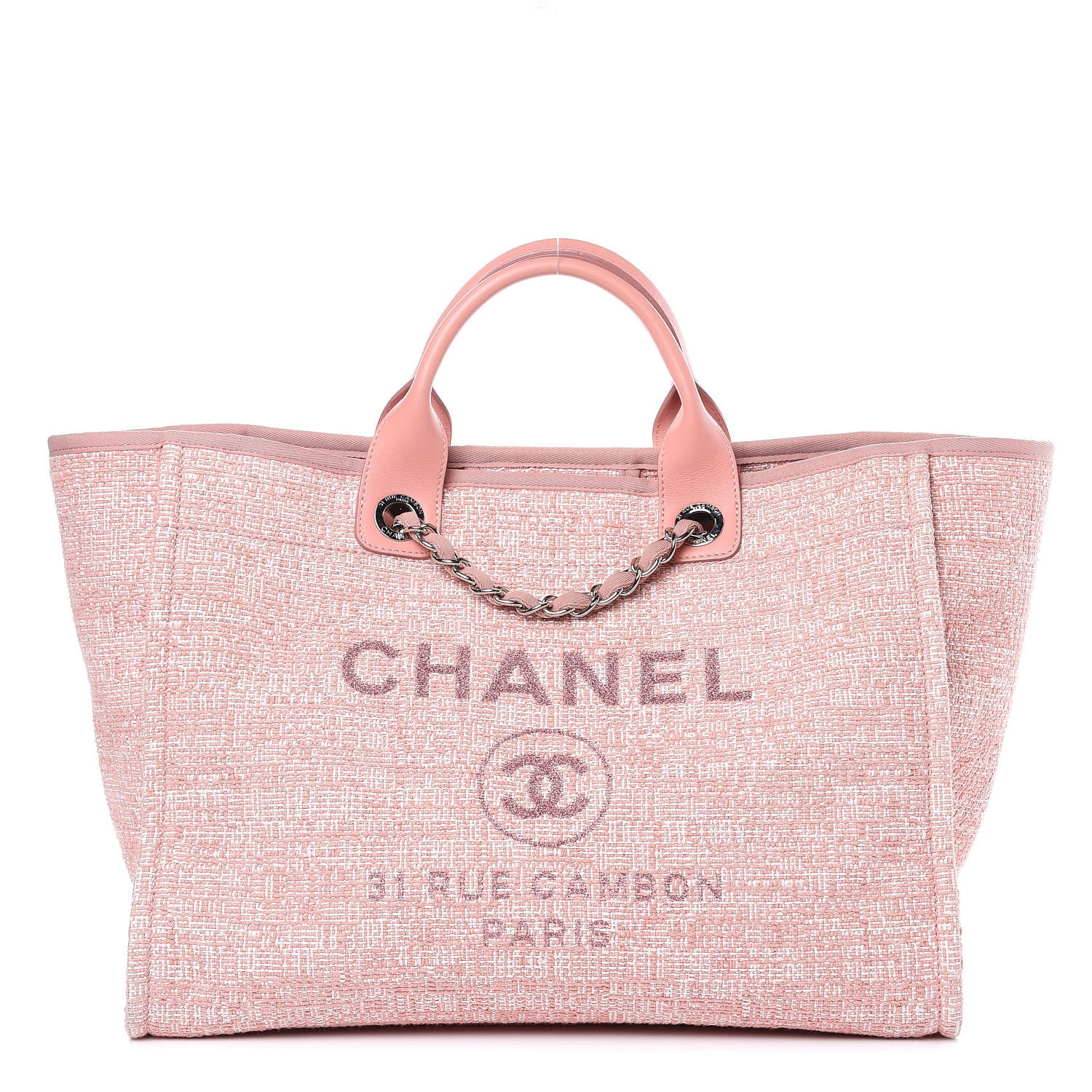 Chanel Canvas Large Deauville Tote Pink 1 of 12