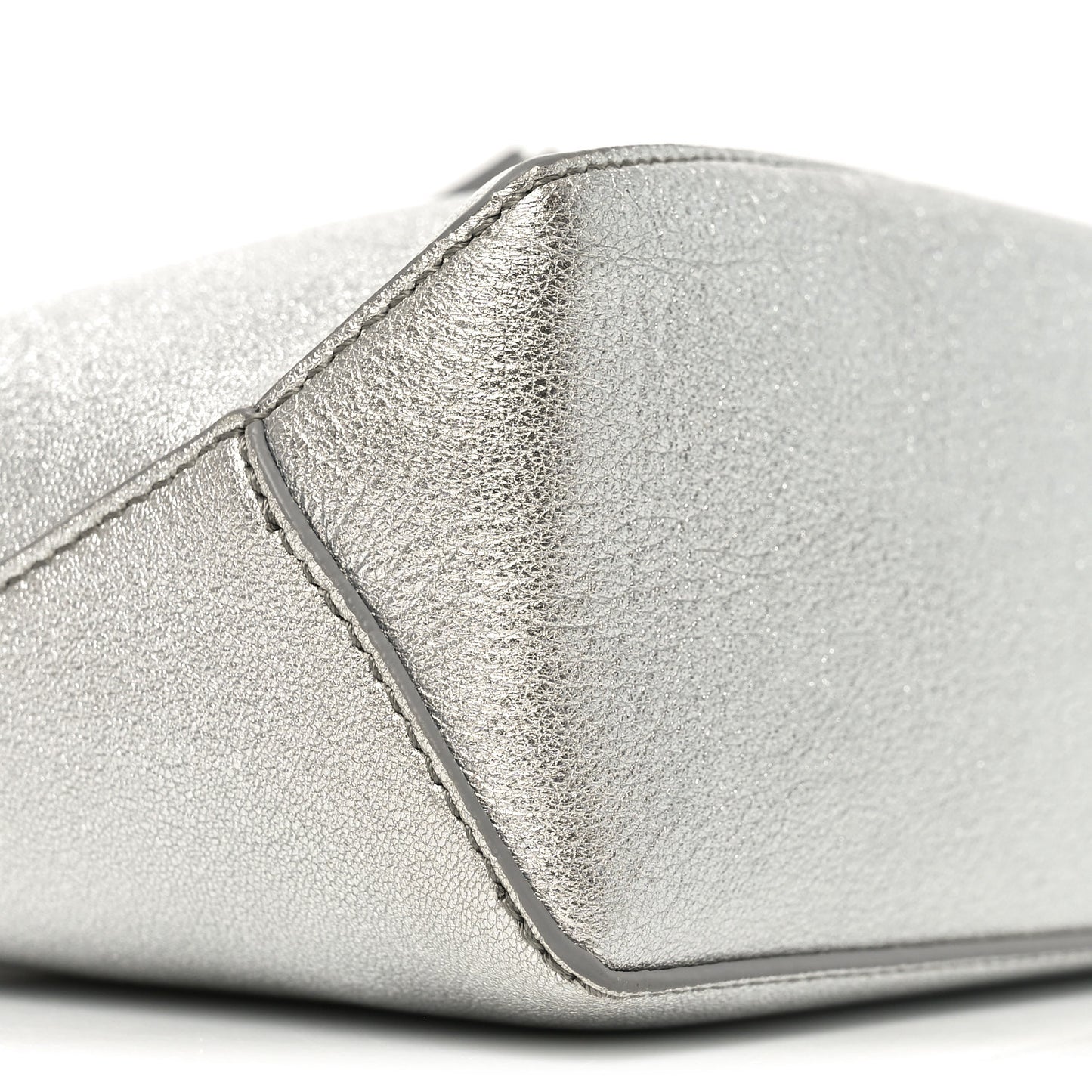 Laminated Lambskin Mini Puzzle Edge Bag Silver