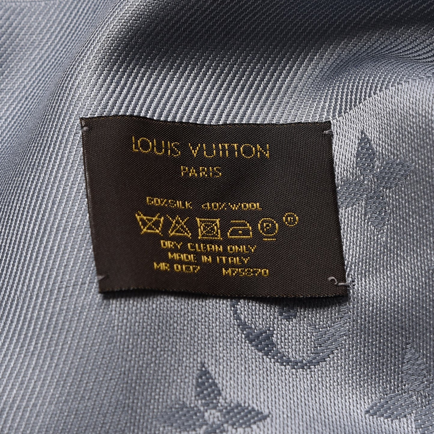 Silk Wool Monogram Shawl Charcoal Grey