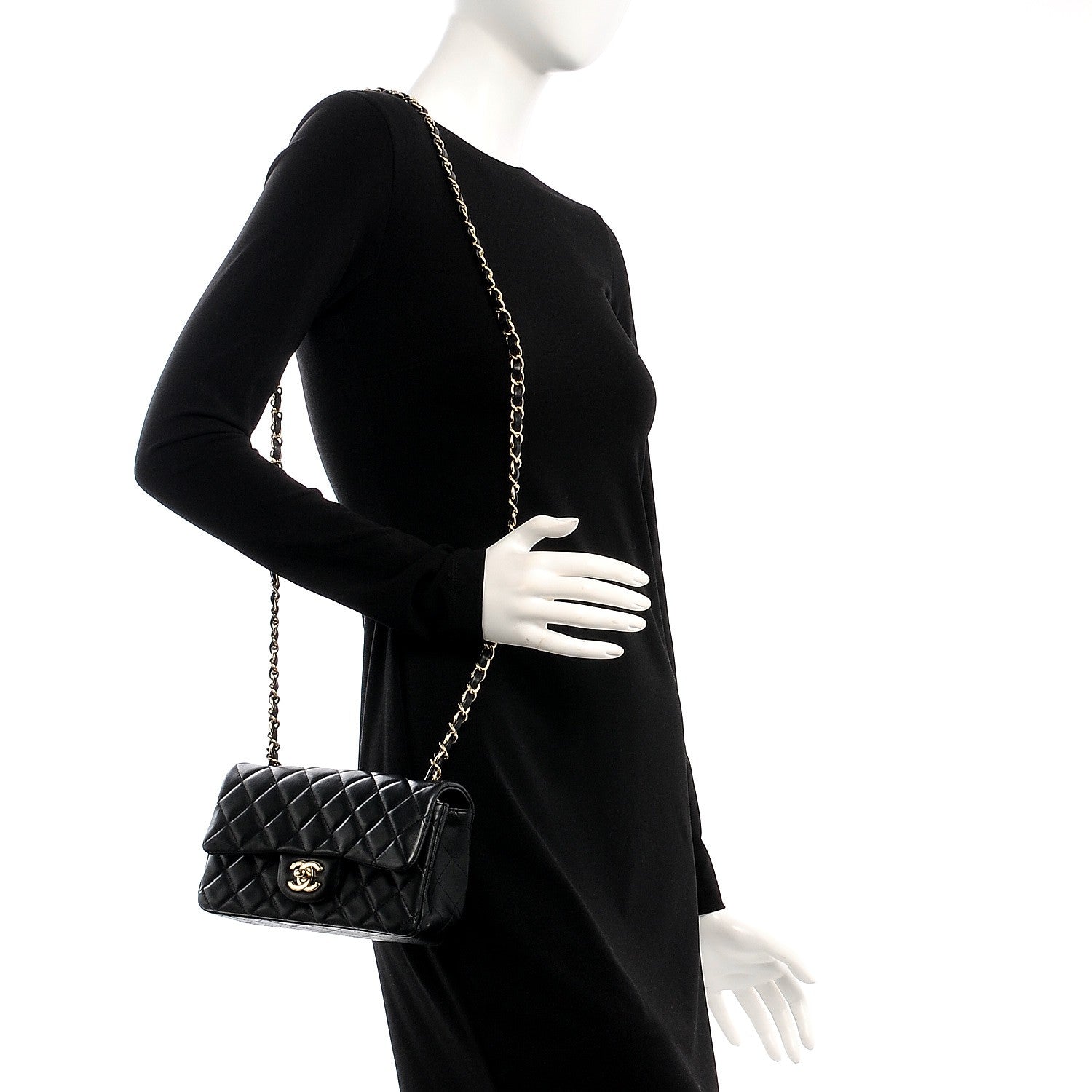 Chanel Lambskin Quilted Mini Rectangular Flap Black 2 of 8