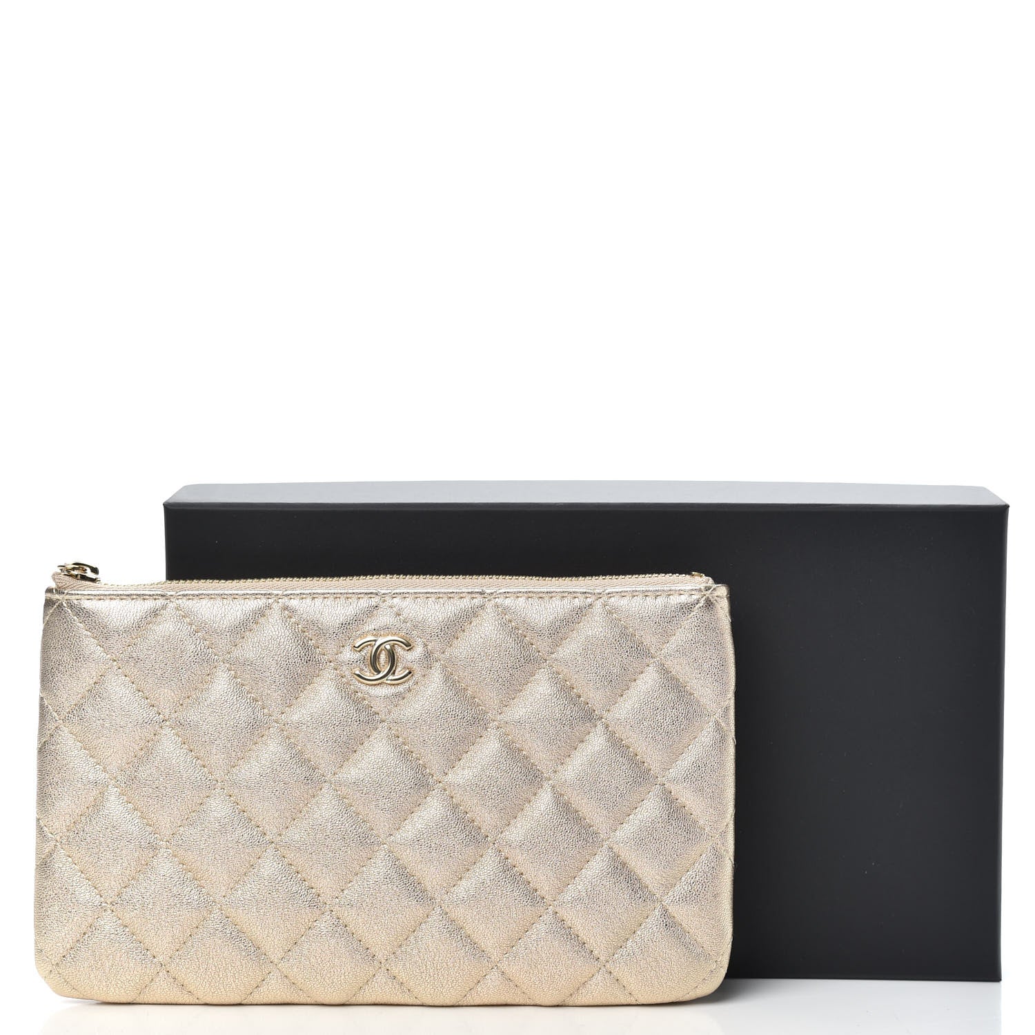 Chanel Metallic Lambskin Quilted Cosmetic Case Gold 8 of 8