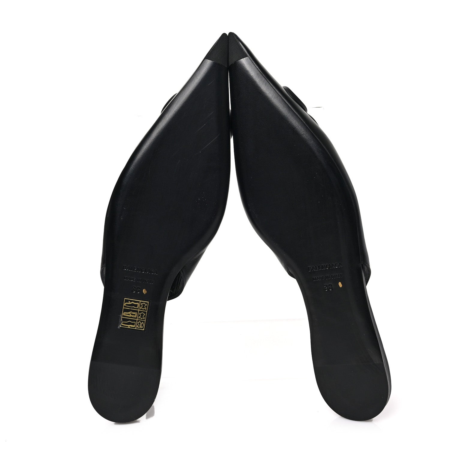Balenciaga Calfskin BB Knife Pointy Toe Slingback Flats 38 38 Black 5 of 7