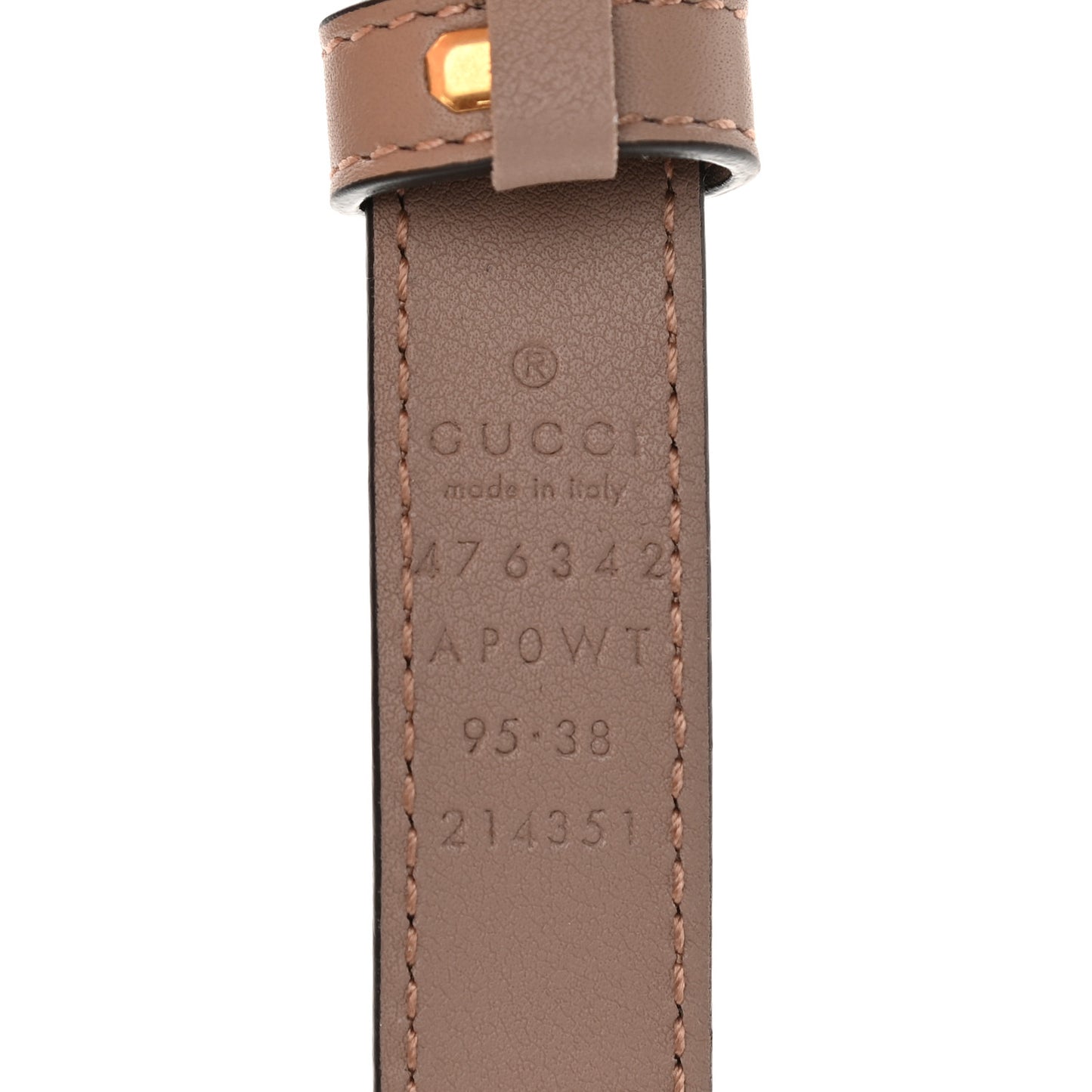 Calfskin Pearl Double G 20mm Belt 95 38 Porcelain Rose