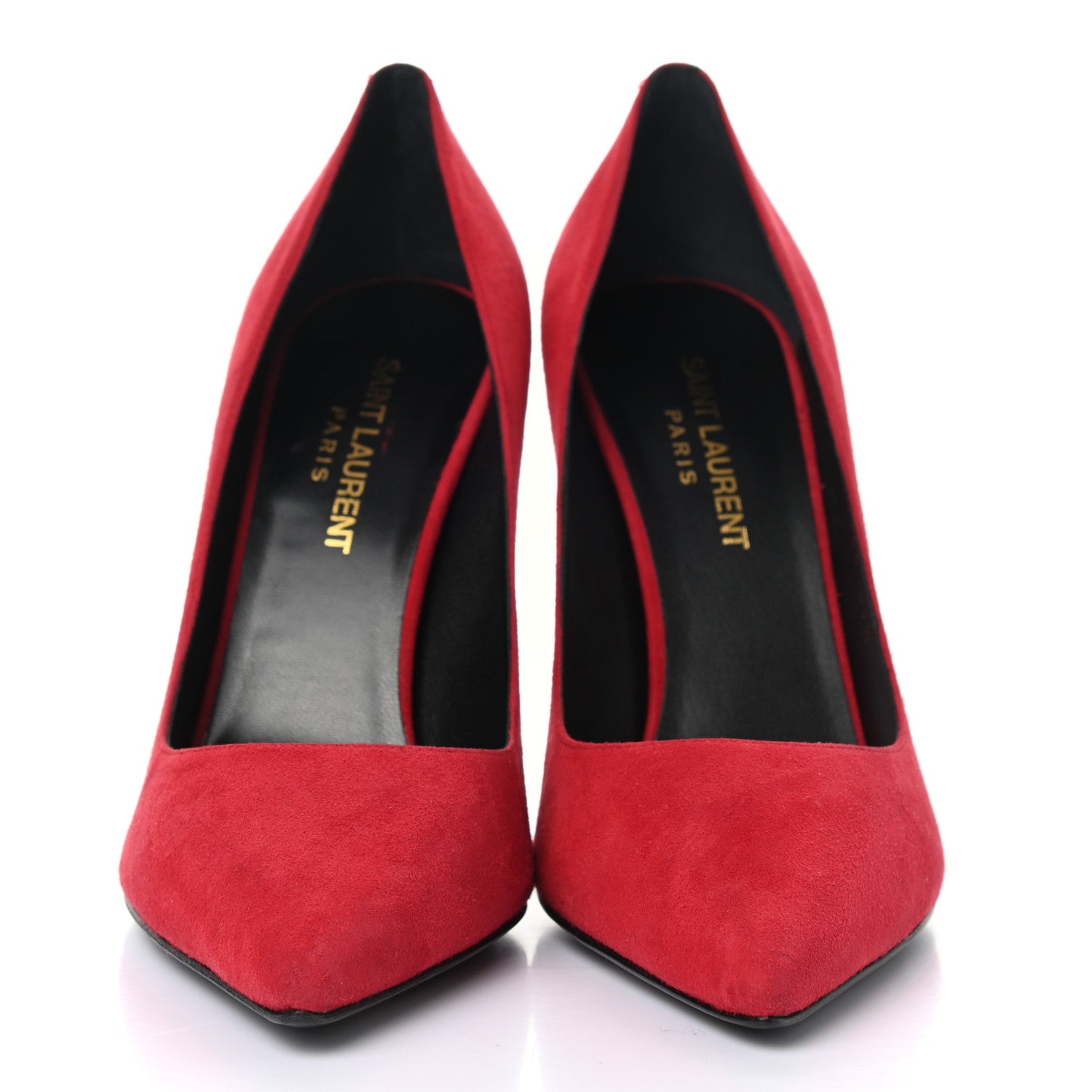 Saint Laurent Kid Scamosciato Classic Paris 105 Skinny Pumps 37.5 New Red 2 of 12