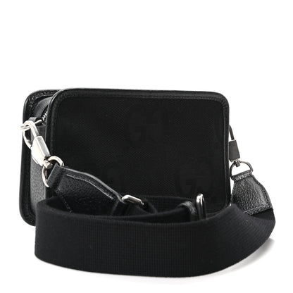 Gucci Monogram Jumbo GG Textured Dollar Calfskin Web Mini Crossbody Bag Black 3 of 10