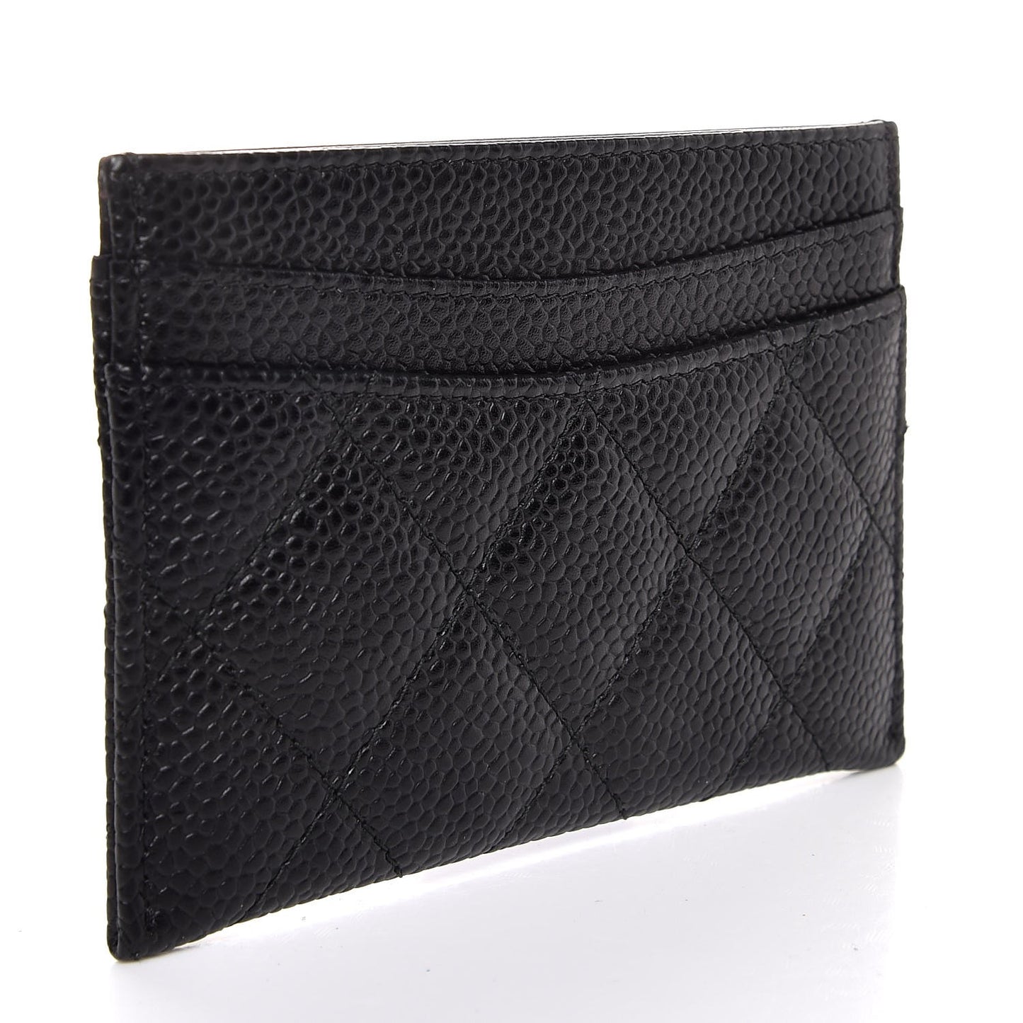 Caviar Quilted Card Holder Black