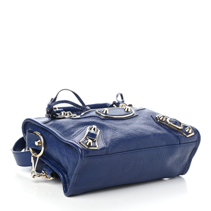 Balenciaga Chevre Gold Metallic Edge Hardware Mini City Bleu Roi 4 of 8