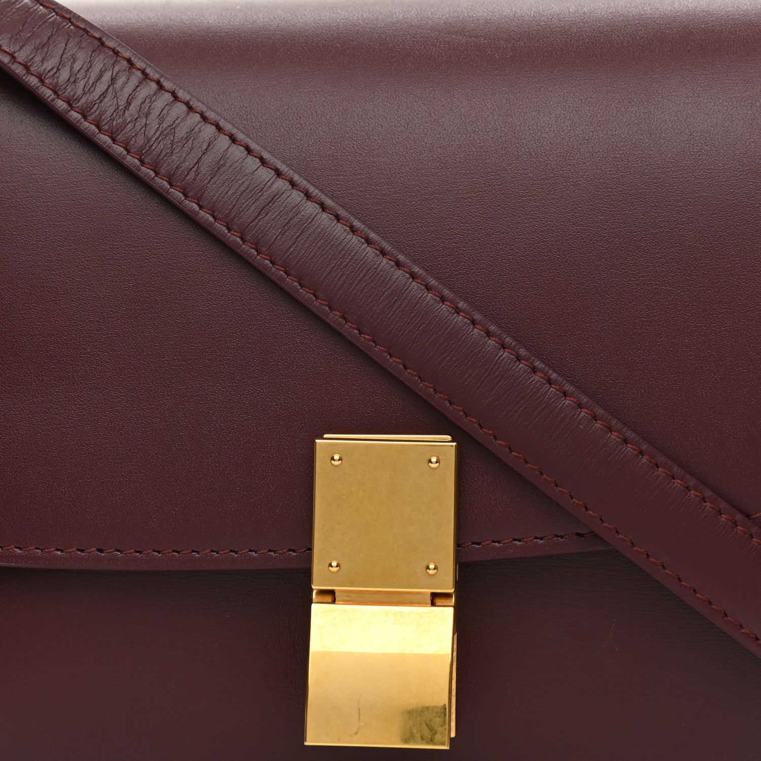 Celine Box Calfskin Small Classic Box Flap Bag Burgundy 8 of 8