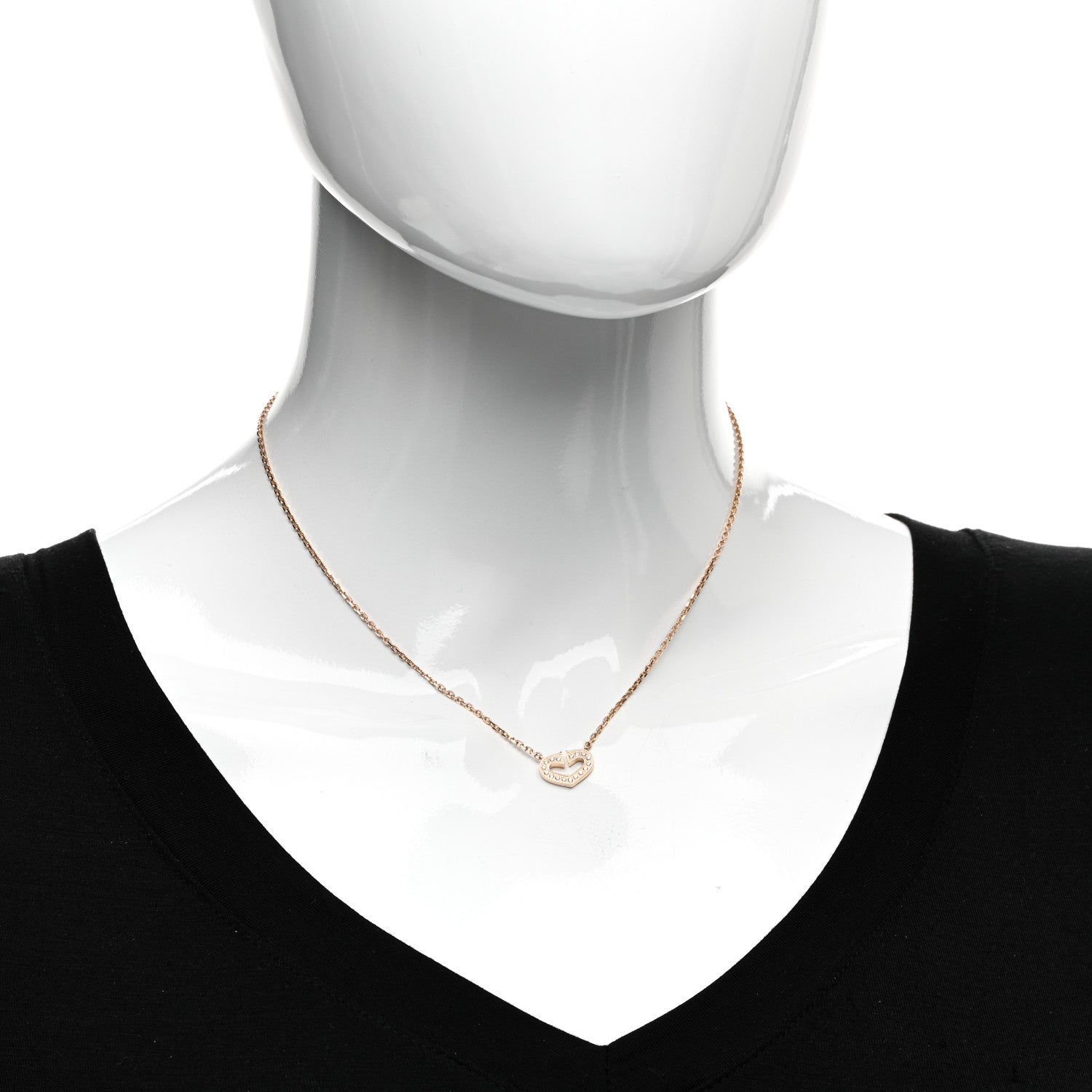 Cartier 18K Pink Gold Diamond Hearts And Symbols Pendant Necklace 2 of 4
