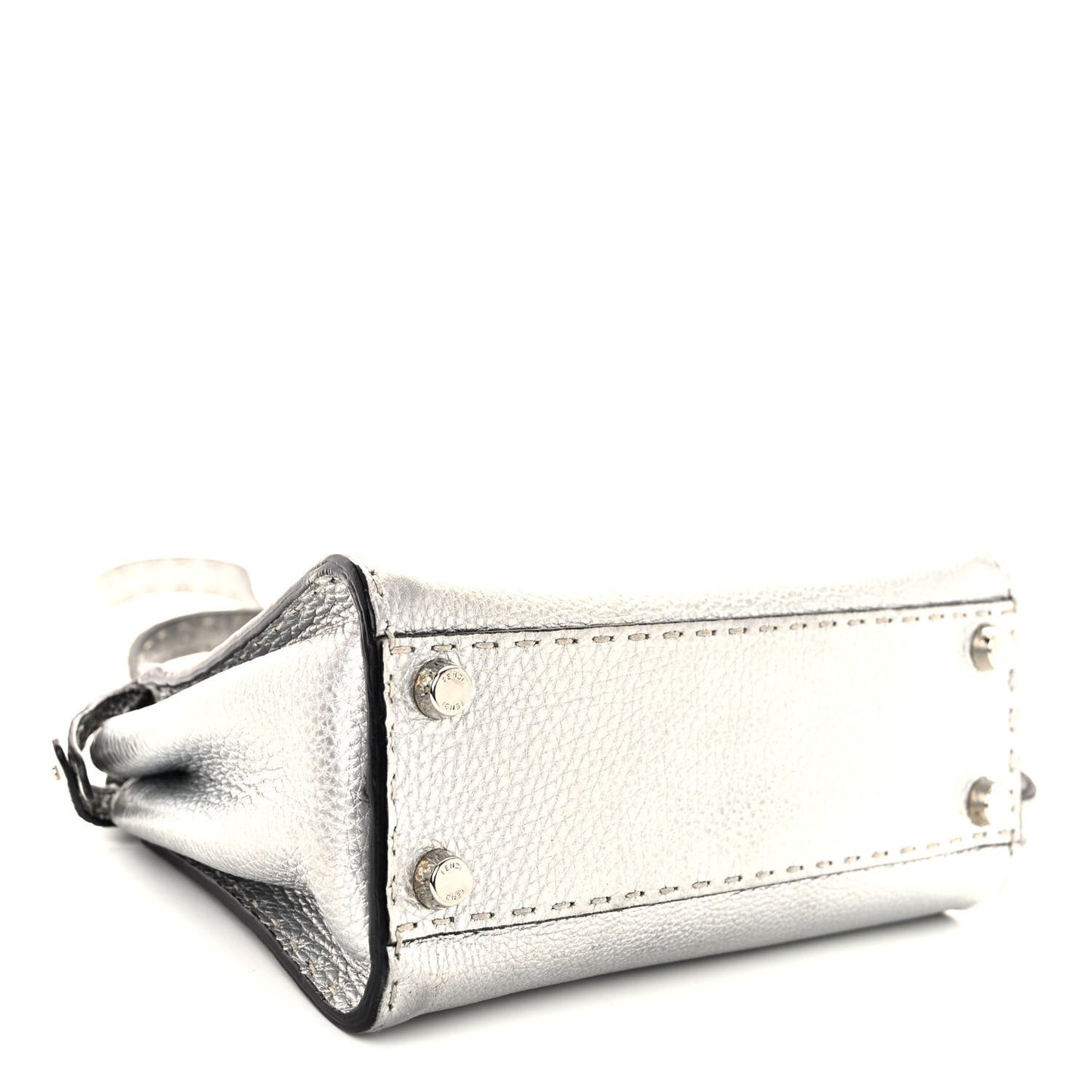Cuoio Romano Lux Selleria Mini Peekaboo Iconic Satchel Argento