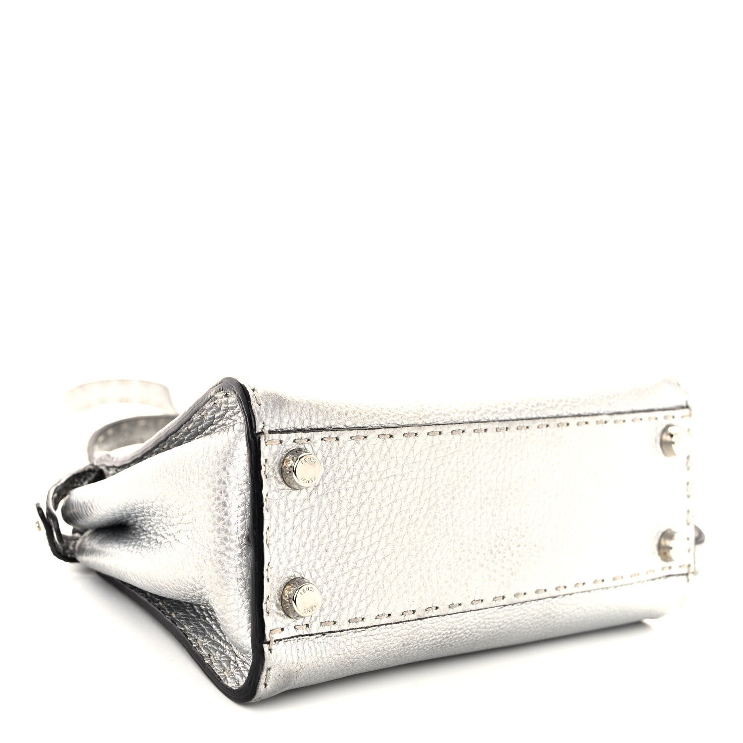 Fendi Cuoio Romano Lux Selleria Mini Peekaboo Iconic Satchel Argento 4 of 11