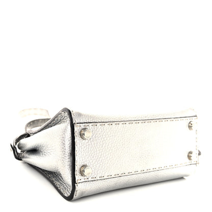 Fendi Cuoio Romano Lux Selleria Mini Peekaboo Iconic Satchel Argento 4 of 11