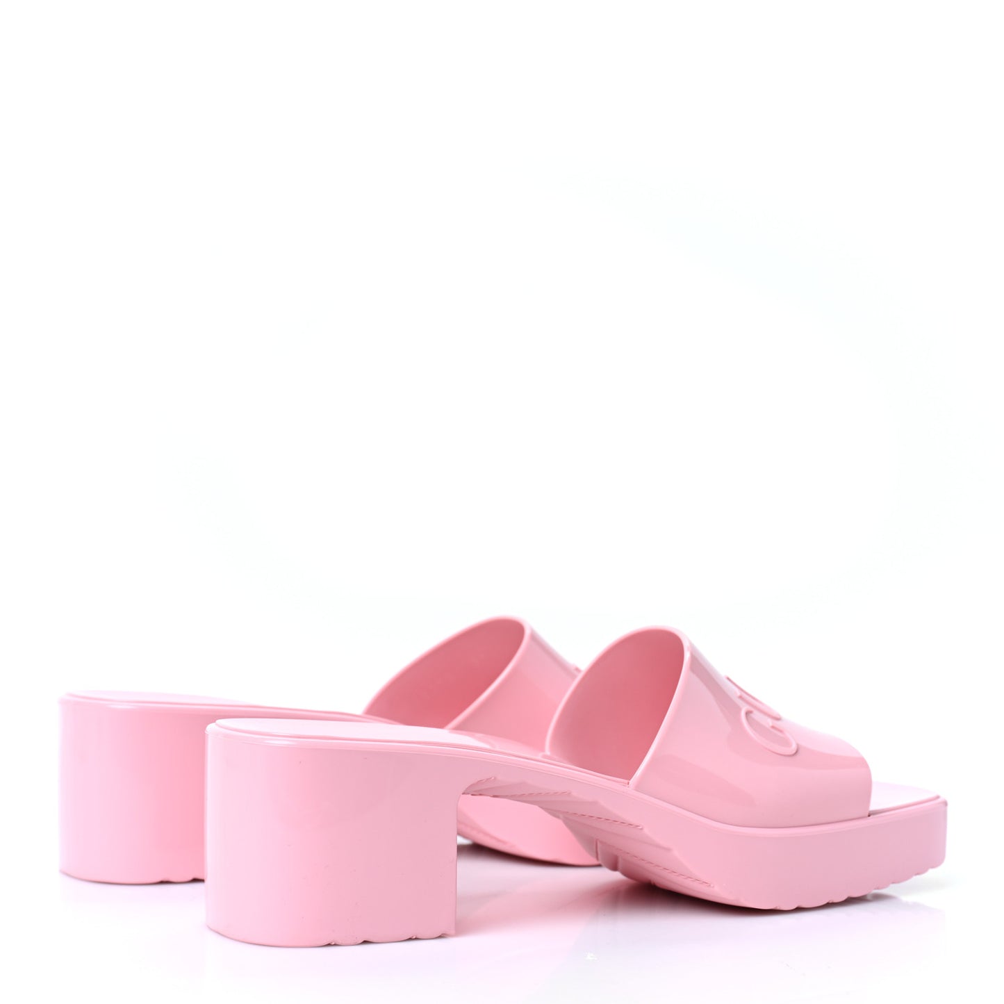 Rubber Gucci Logo Womens Platform 20/60mm Slide Sandals 37 Wild Rose