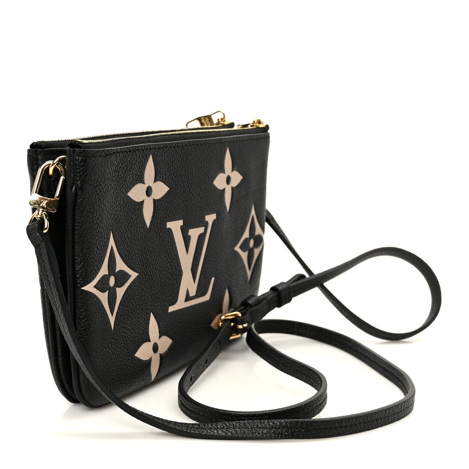 Louis Vuitton Empreinte Monogram Giant Double Zip Pochette Black Cream 3 of 11