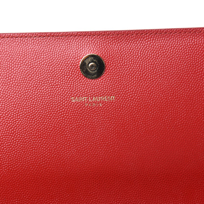 Saint Laurent Grain De Poudre Classic Monogram Cassandre Clutch New Red 7 of 9