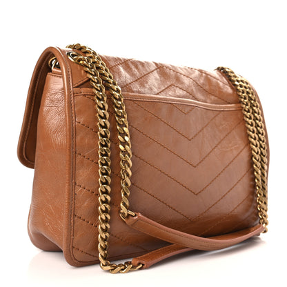 Saint Laurent Crinkled Calfskin Matelasse Monogram Medium Niki Chain Satchel Light Caramel 3 of 8