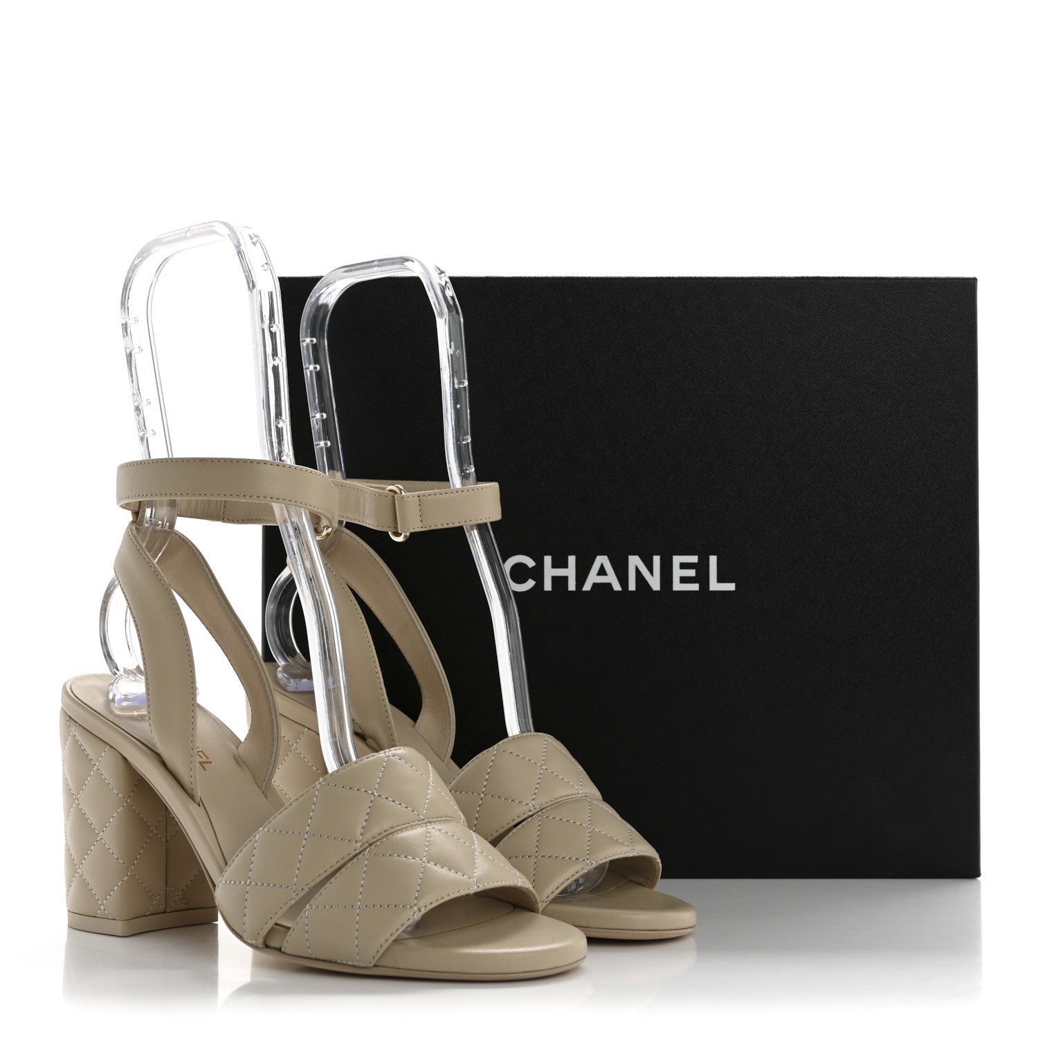 Chanel Lambskin Quilted Sandals 37 Beige 10 of 10