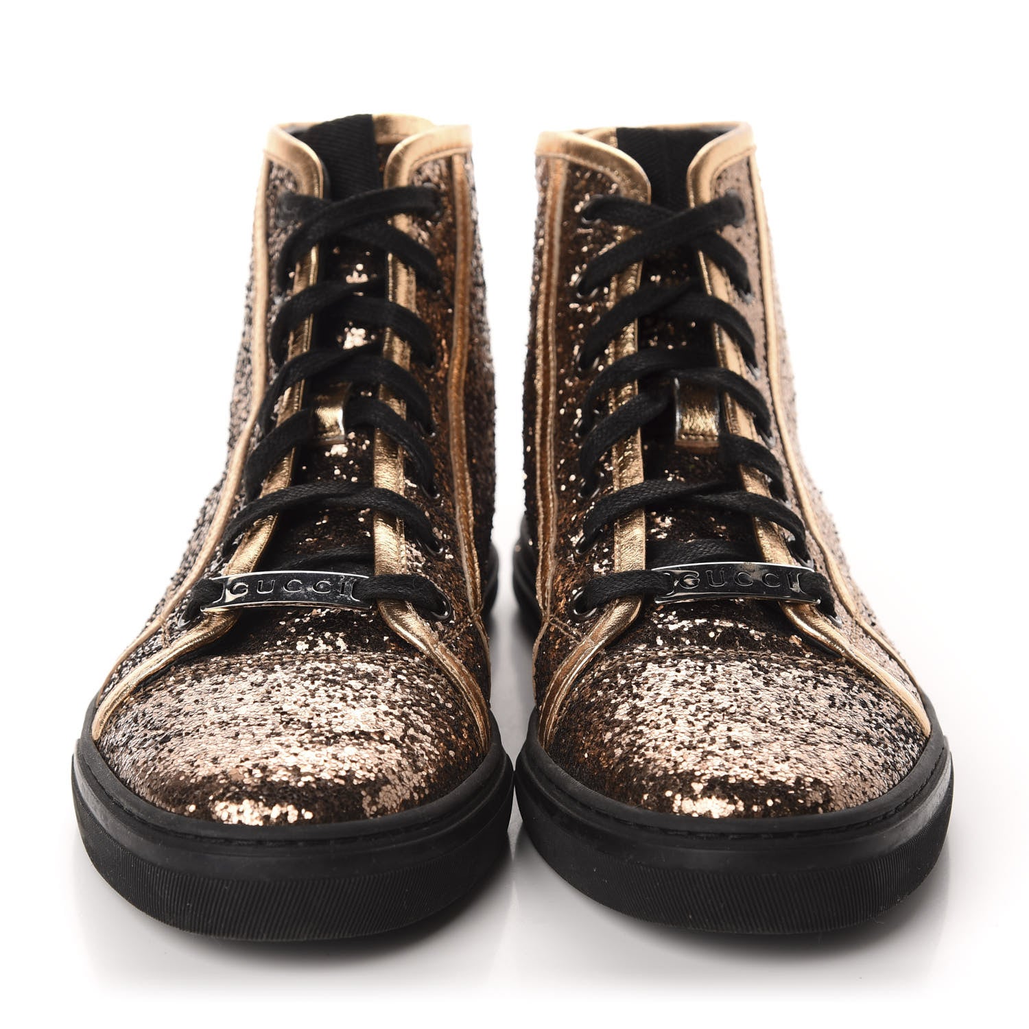 Gucci Nappa Glitter Galactica High Top Sneakers 36.5 Copper 2 of 9