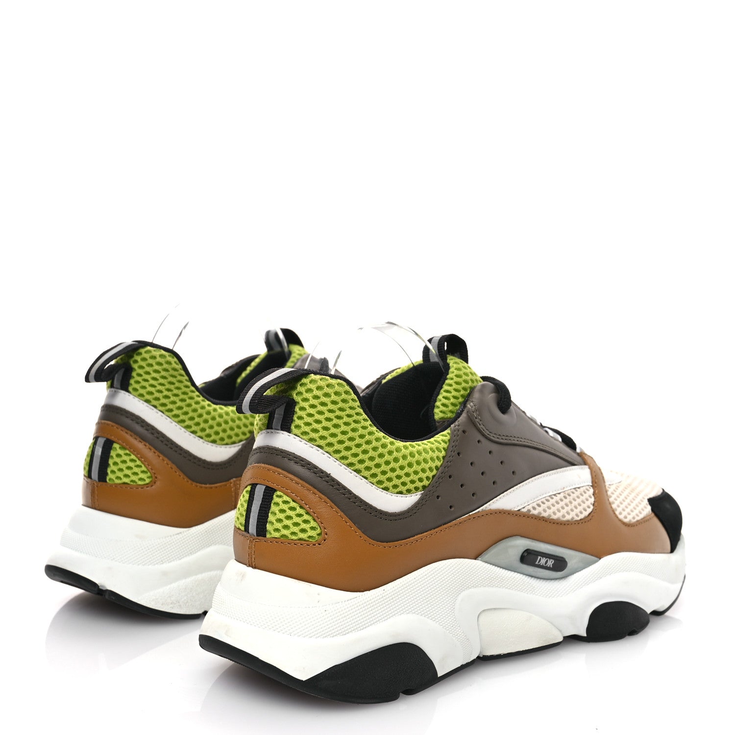 Christian Dior Technical Mesh Calfskin Mens B22 Sneakers 44 Brown Green 4 of 9